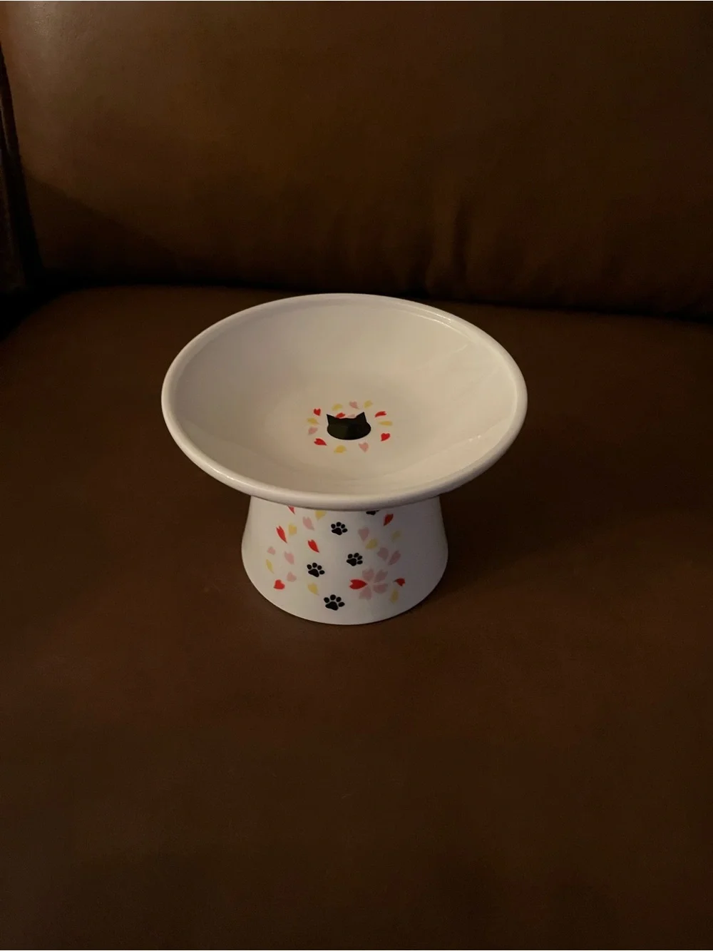 Necoichi Raised Ceramic Cat Bowl w/ Flowers - Picture 2 of 6
